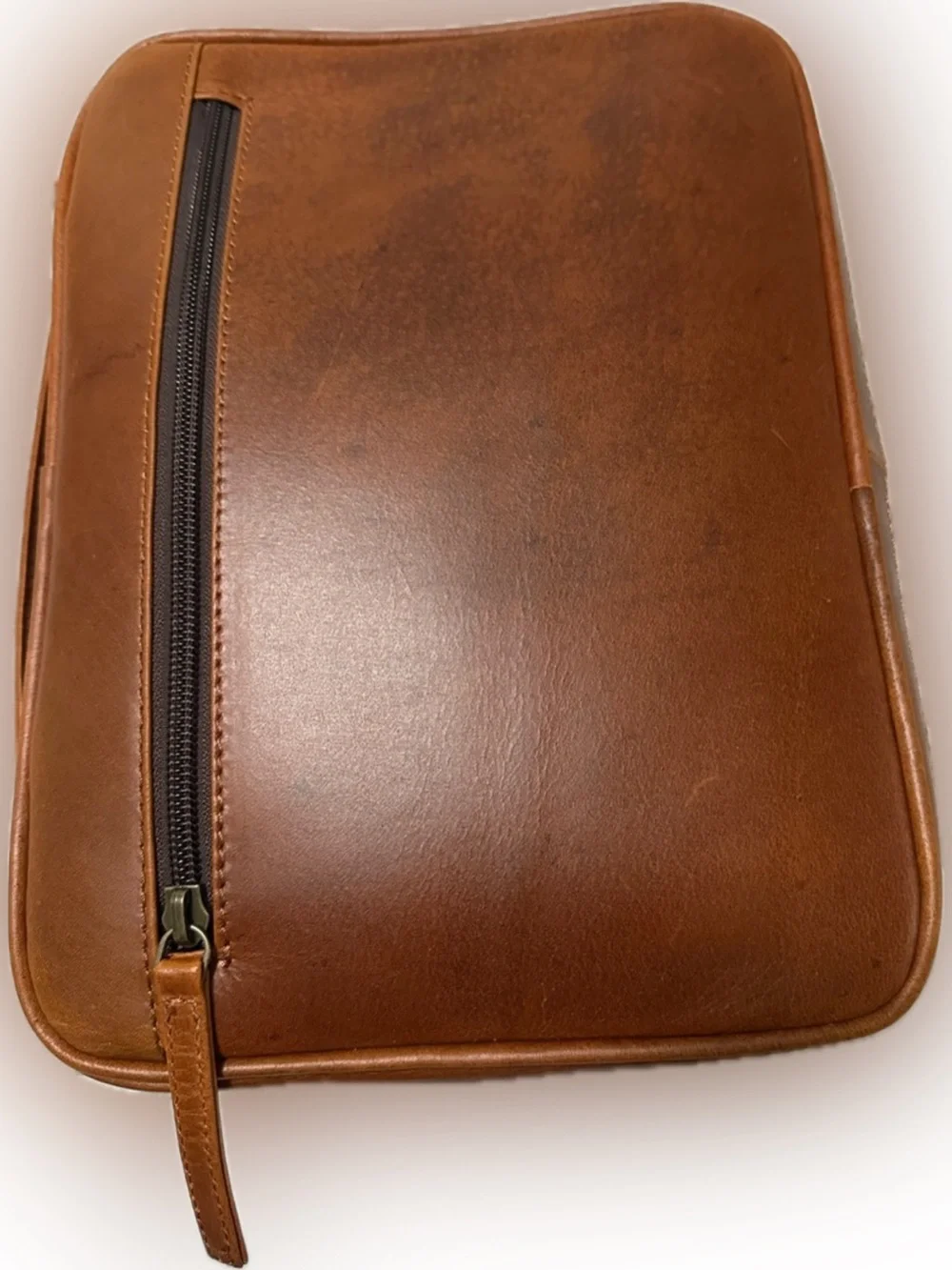 NWT Elizo Premium Full Grain Leather Bible Case Organizer Cognac Brown Floral